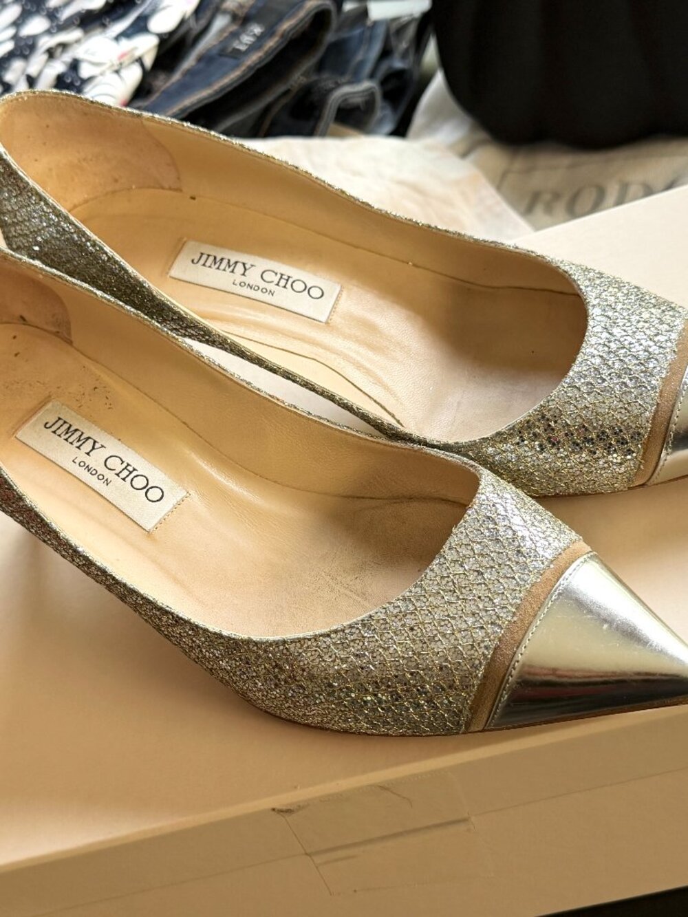 Jimmy Choo London Glitter Cap Toe Pump